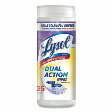 RECKITT BENCKISER LYSOL, Dual Action Disinfecting Wipes, Citrus, 7 X 8, 35/canister 81143CT